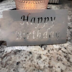 Elegant Gray 'Happy Birthday' cake Stencil